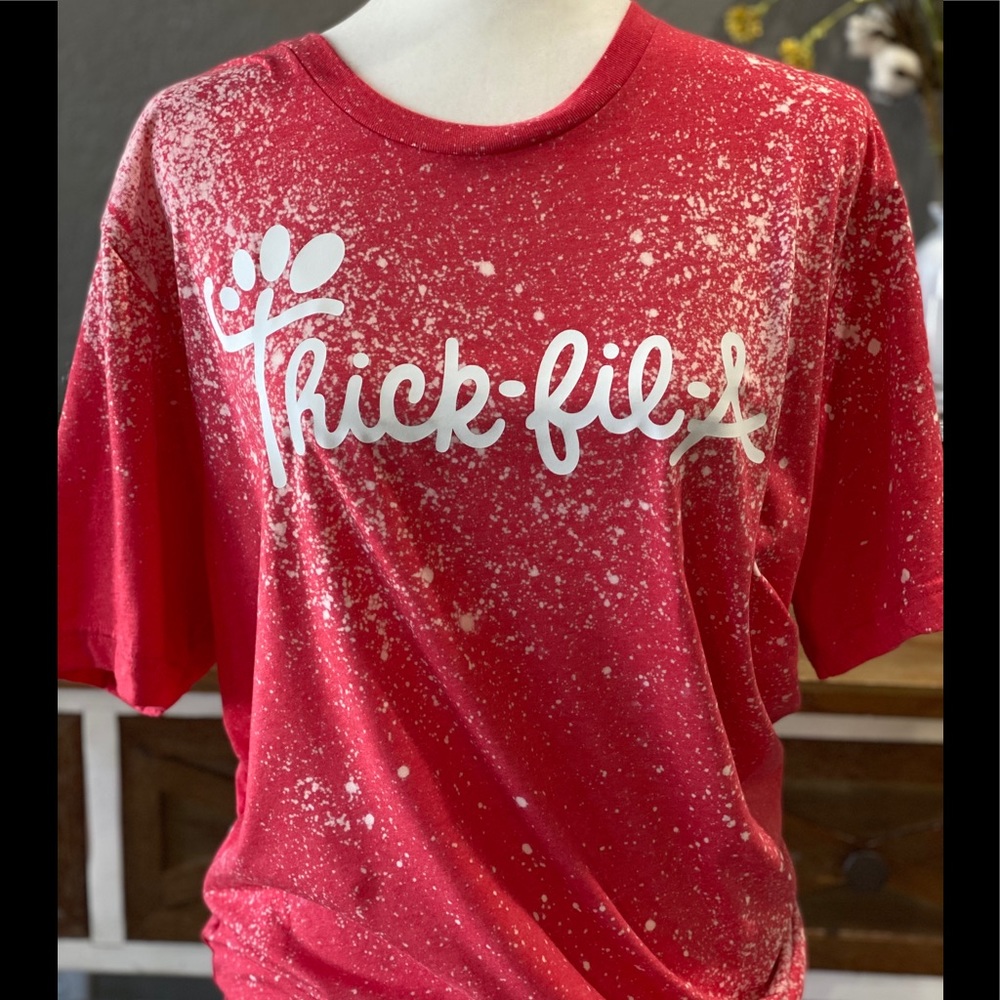 Thick fil a bleached red tshirt